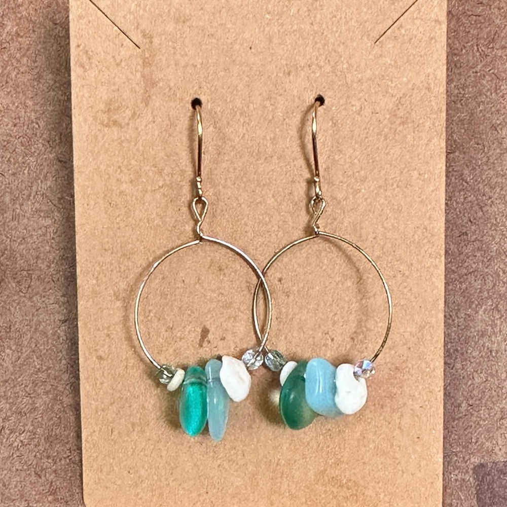 SEA GLASS HOOP EARRINGS